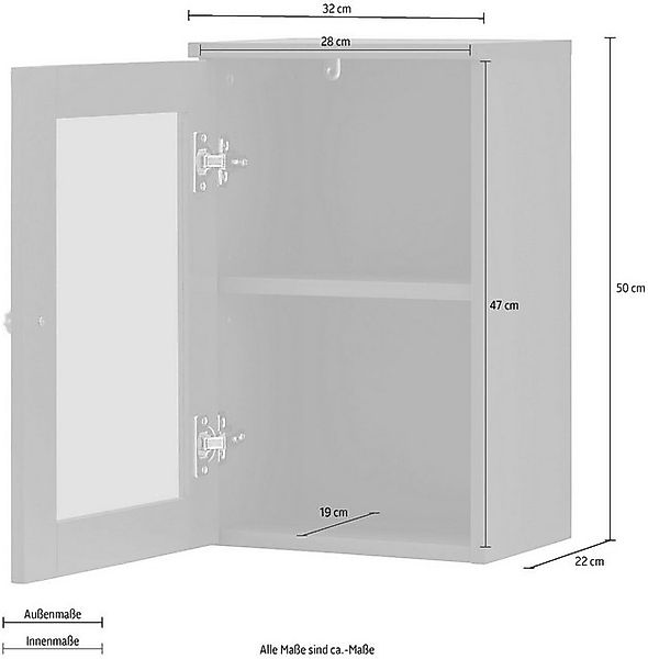 loft24 Hängeschrank Kyle Badezimmer Schrank, Badmöbel, 1 Glastür günstig online kaufen