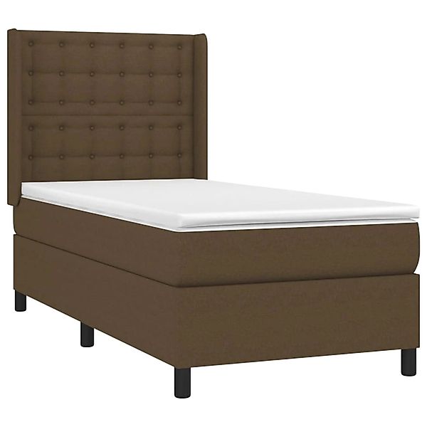 vidaXL Boxspringbett mit Matratze & LED Dunkelbraun 90x200 cm Stoff 3138608 günstig online kaufen