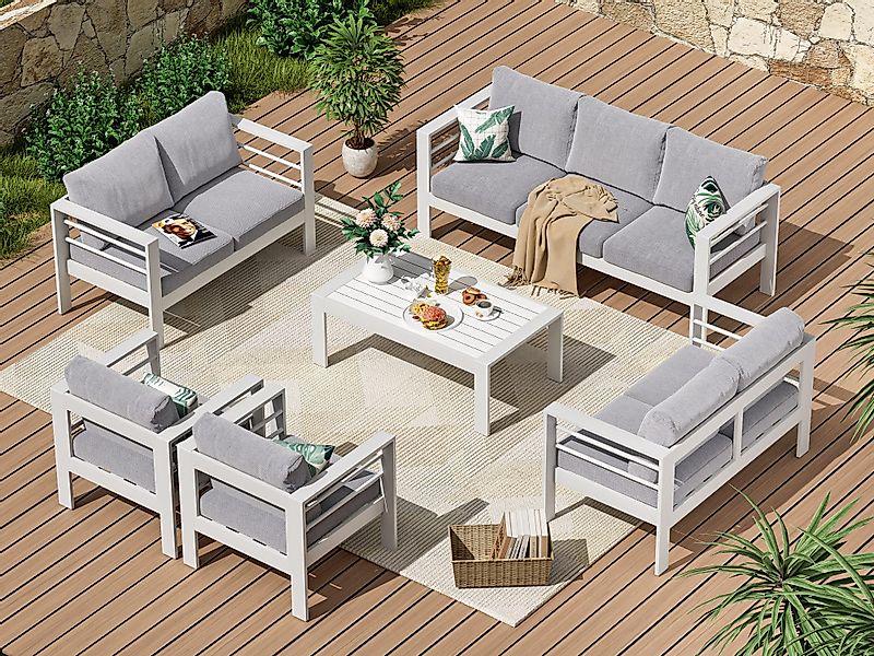 MeXo Gartenlounge-Set XXL Gartenmöbel Set Aluminium günstig online kaufen