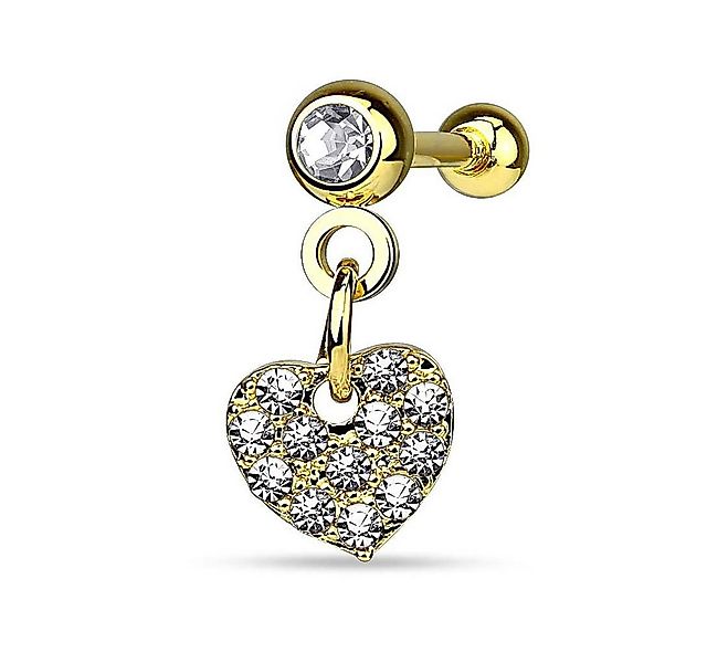 Taffstyle Piercing-Set Tragus Helix Kristall Kugel Herz-Anhänger, Ohr Carti günstig online kaufen