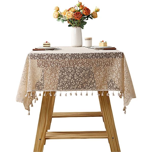 Refttenw Tischdecke Tischdecke Spitze,mit Quasten,pflegeleicht,fleckabweise günstig online kaufen