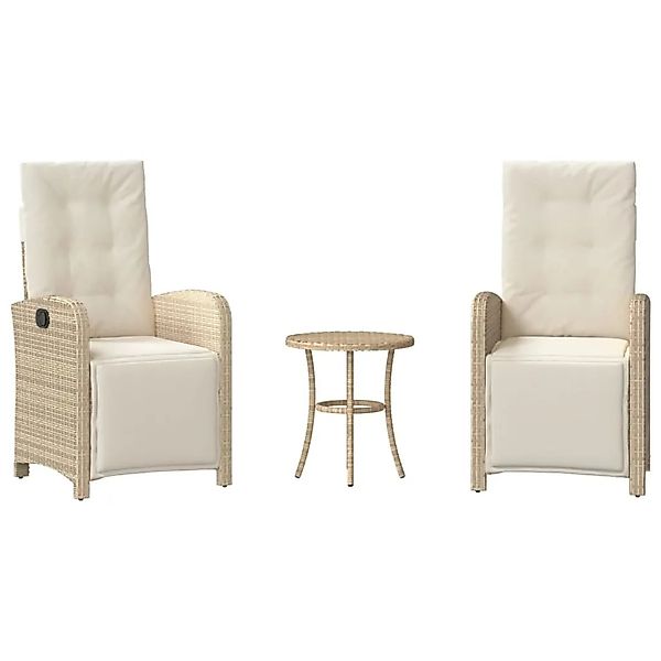 vidaXL 3-Tlg Bistro-Set mit Kissen Beige Poly Rattan 365204 günstig online kaufen