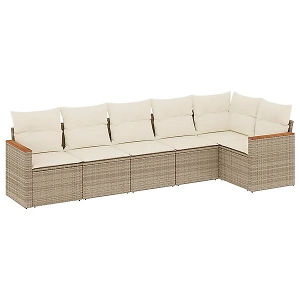 vidaXL 6-tlg Garten-Sofagarnitur mit Kissen Beige Poly Rattan Modell 306 günstig online kaufen