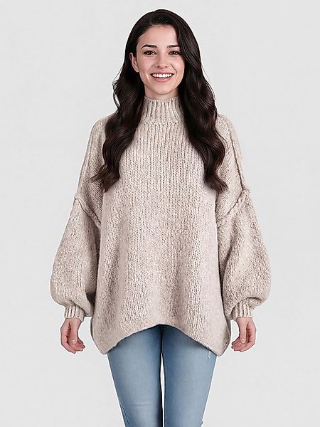 PEKIVESSA Strickpullover Ultra-Oversized Grobstrick-Pullover mit Ziernähten günstig online kaufen