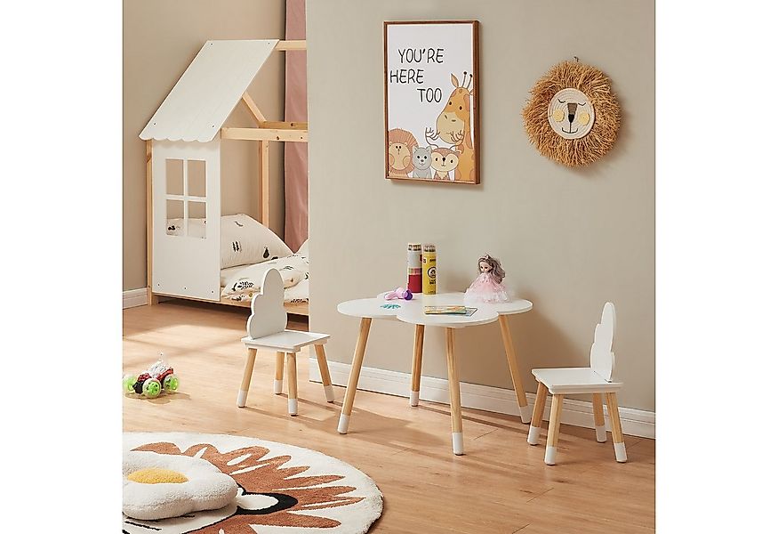 en.casa Kindersitzgruppe, (3-tlg., Tisch mit 2 Stühlen), »Epim« Kindertisch günstig online kaufen