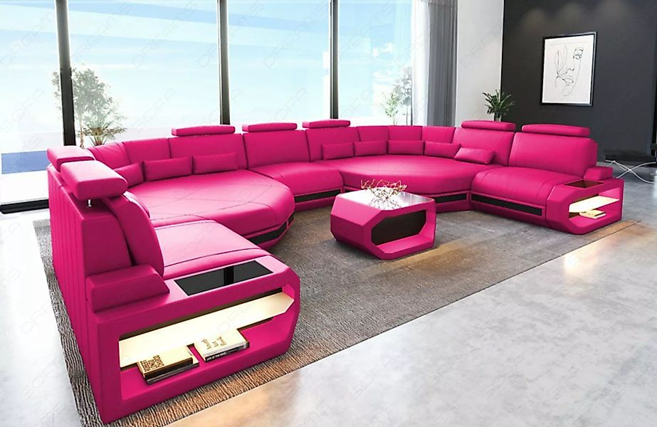 Sofa Dreams Wohnlandschaft Leder Couch Asti Sofa, Couch, XXL U Form Lederso günstig online kaufen