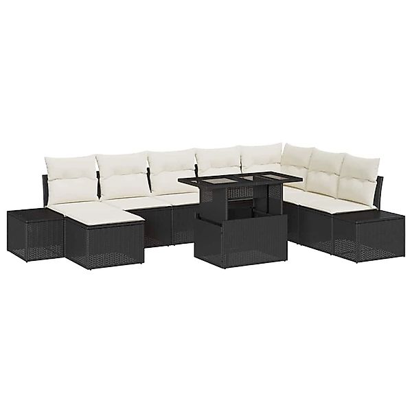 vidaXL Garten-Sofa-Set mit Speicher 9-Tlg Schwarz Poly Rattan 3357970 günstig online kaufen