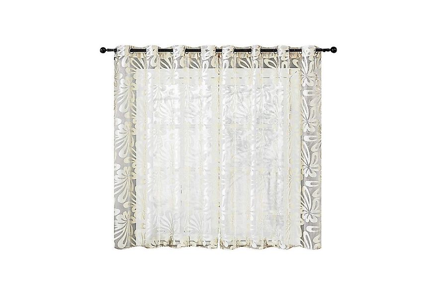 BYSURE Gardine (2 St), Ösen, halbtransparent, Vorhang Blumenmuster günstig online kaufen