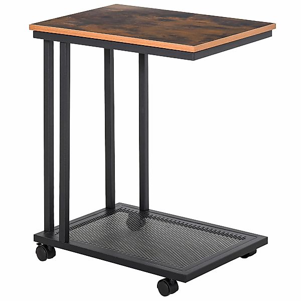 HOMCOM Beistelltisch C-Form rollbar Servierwagen Nebentisch Holz Metall Sch günstig online kaufen