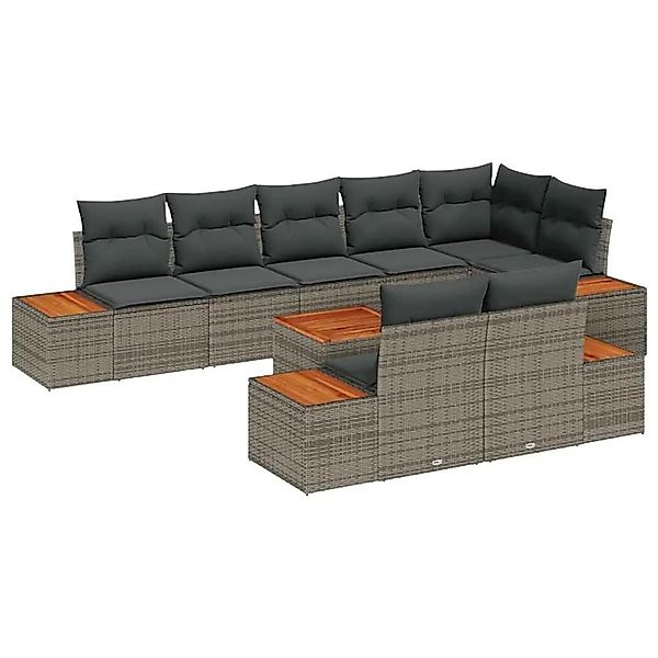 vidaXL Gartensofa-Set mit Kissen mit Speicher 8 Stk Grau Polyrattan 3356784 günstig online kaufen