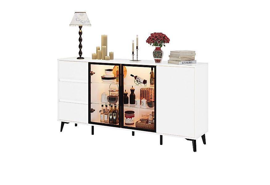 FUFU&GAGA Sideboard Glas-Sideboard, mit Beleuchtung 3 Farbe günstig online kaufen