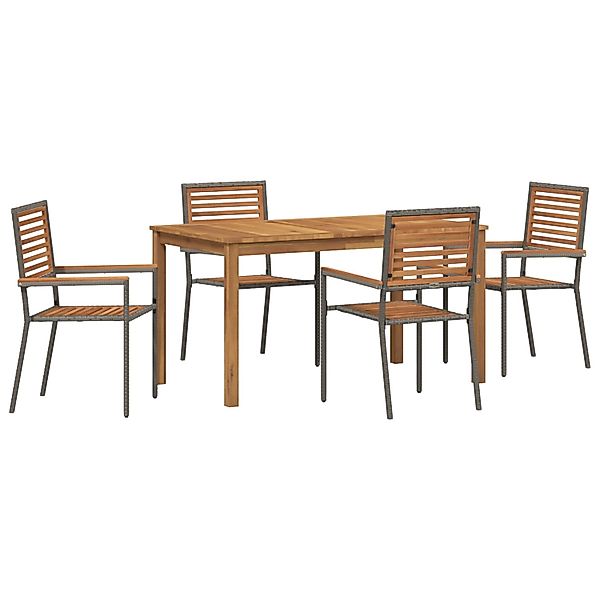 vidaXL Garten Essgruppe 5-Tlg Grau Poly Rattan 3365536 günstig online kaufen