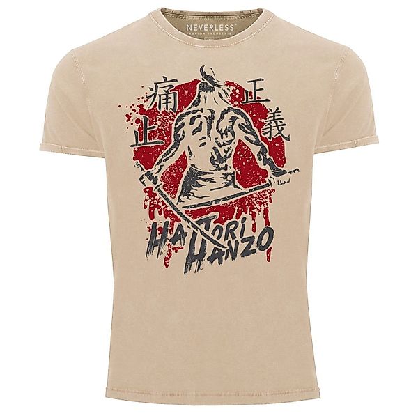 Neverless Print-Shirt Herren Vintage Shirt Samurai günstig online kaufen