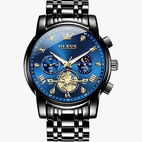 Tidy Quarzuhr Herrenuhr Chronograph – Luxuriöses Schwarz /Blau Design günstig online kaufen