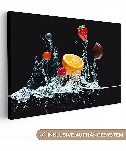 OneMillionCanvasses® Leinwandbild Wasser - Obst - Orange - Erdbeere - Kirsc günstig online kaufen