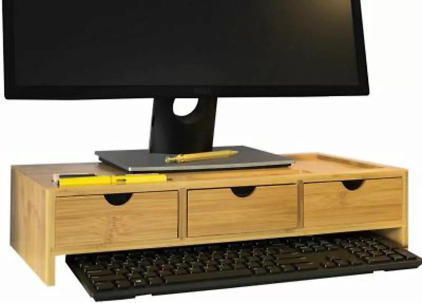 SoBuy® Monitorständer Monitorerhöhung Schreibtischaufsatz mit Fächern und 3 günstig online kaufen