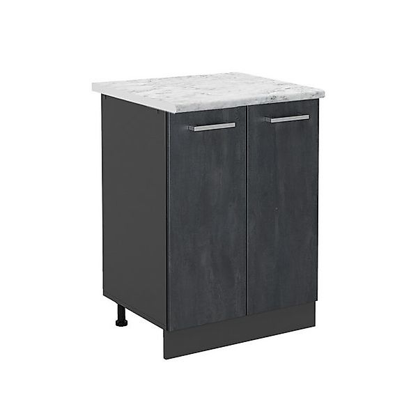 Vicco Küchenunterschrank R-Line Schwarz Beton/Anthrazit 60 cm AP Marmor günstig online kaufen