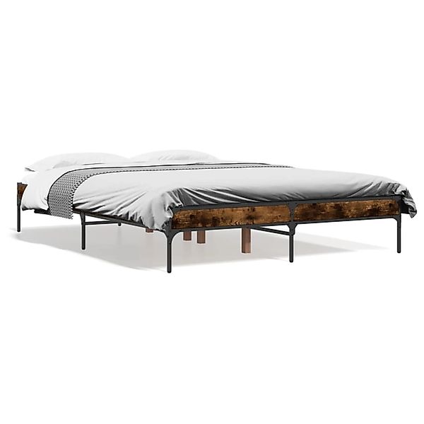 vidaXL Bettgestell Räuchereiche 120x200 cm Holzwerkstoff und Metall 845023 günstig online kaufen