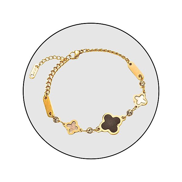 GOLDKLEIN Edelstahlarmband Edelstahl Gold Clover Charm günstig online kaufen