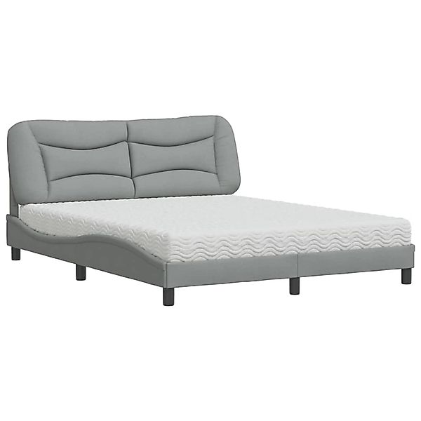 vidaXL Bett mit Matratze Hellgrau 160x200 cm Stoff Modell 12007406 günstig online kaufen