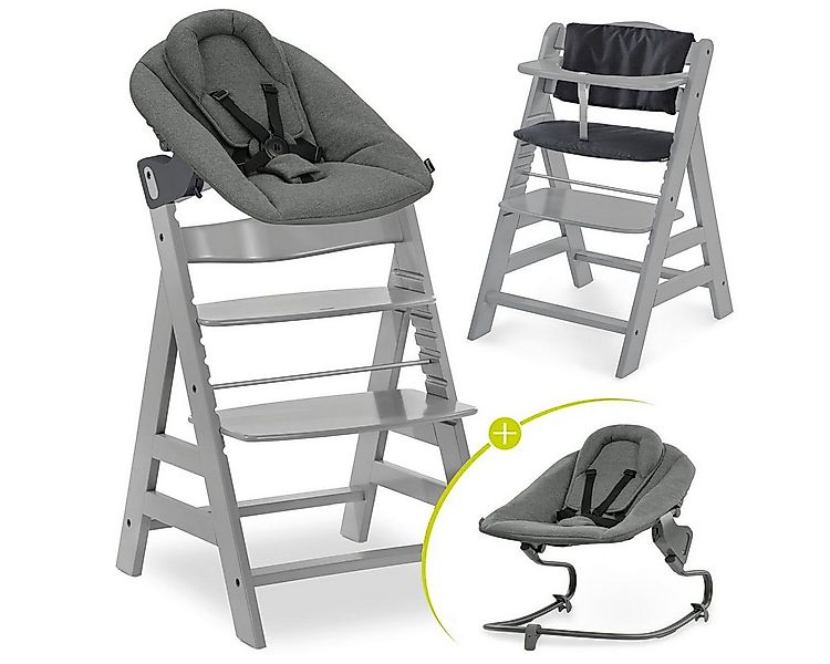 Hauck Hochstuhl Alpha Plus Grey Newborn Set, Holz Babystuhl ab Geburt inkl. günstig online kaufen