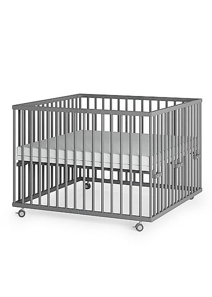 Sämann Babybett Laufgitter 100x100 cm faltbar mit Matratze grau Premium Kol günstig online kaufen