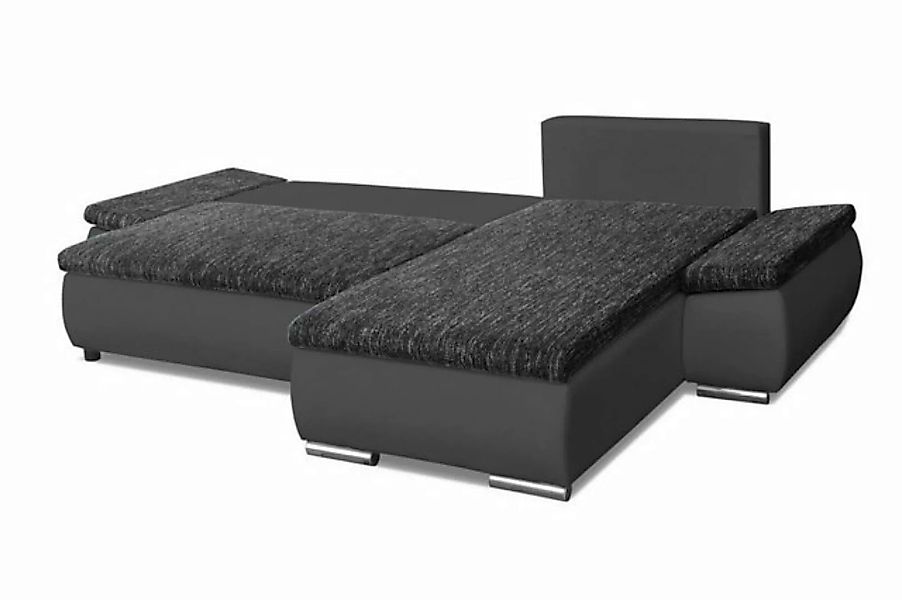 JVmoebel Sofa Modernes Schwarzes Sofa mit Bettfunktion Schlafsofa Couch Tex günstig online kaufen