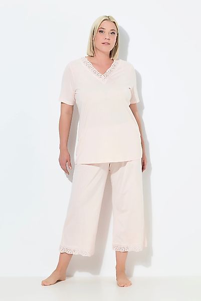 Ulla Popken Pyjama Pyjama Lochstickerei Halbarm günstig online kaufen