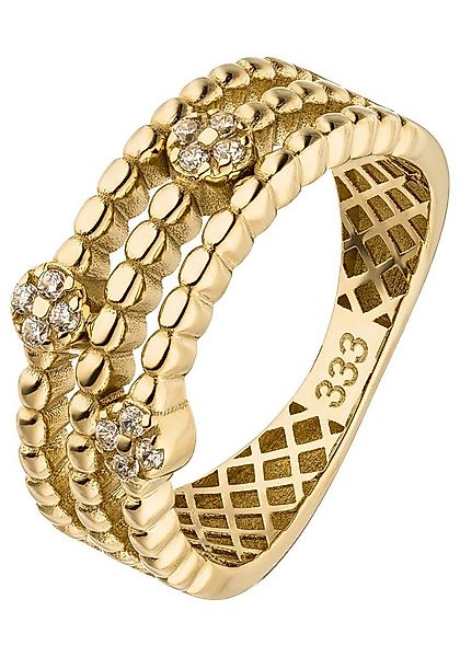 JOBO Goldring Ring Damenring breit dreireihig, 333 Gold mit 12 Zirkonia günstig online kaufen