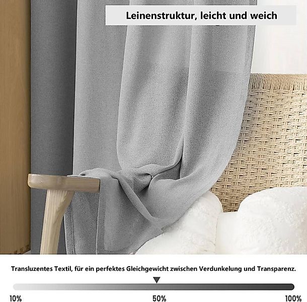 Woltu Gardine, Ösen (2 St), halbtransparent, günstig online kaufen