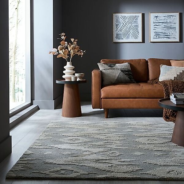FLAIR RUGS Wollteppich »Dion Ikat«, rechteckig, 8 mm Höhe, mit modernem Ika günstig online kaufen