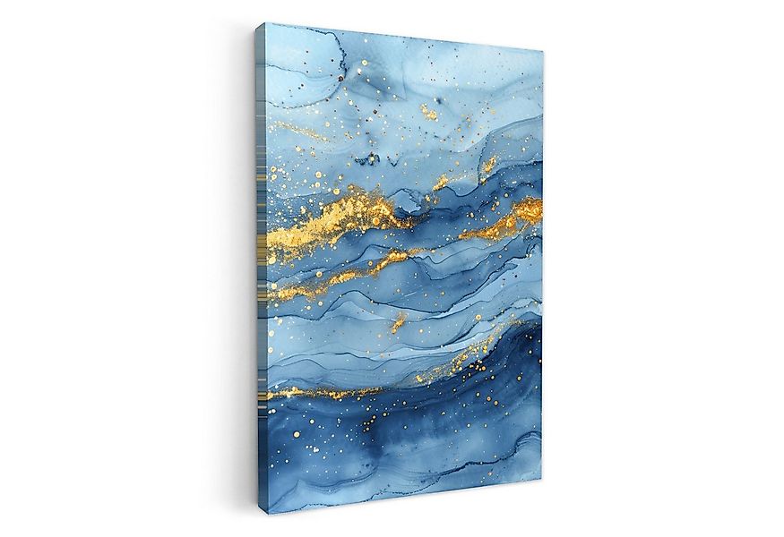 OneMillionCanvasses® Leinwandbild Aquarell - Blau - Kunst - Gold - Luxus - günstig online kaufen