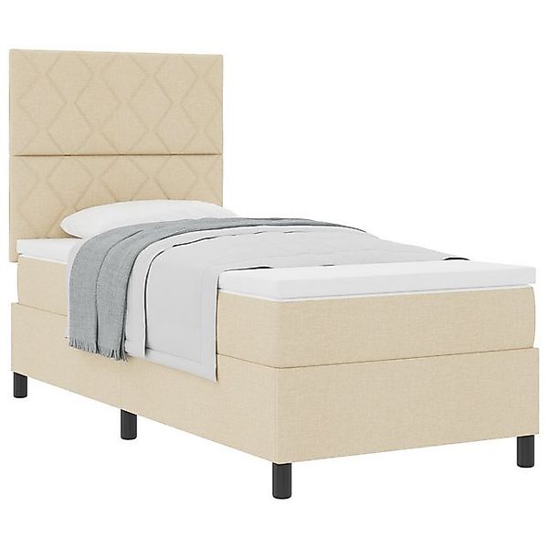 vidaXL Bett Boxspringbett mit Matratze Crème Einzelstoff (1-tlg) günstig online kaufen