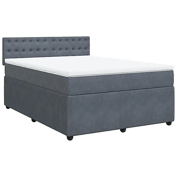 vidaXL Boxspringbett mit Matratze Dunkelgrau 140x200 cm Samt 3287771 günstig online kaufen