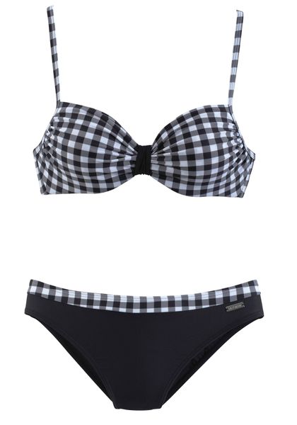 LASCANA Bügel-Bikini im schwarz-weißen Karodruck günstig online kaufen