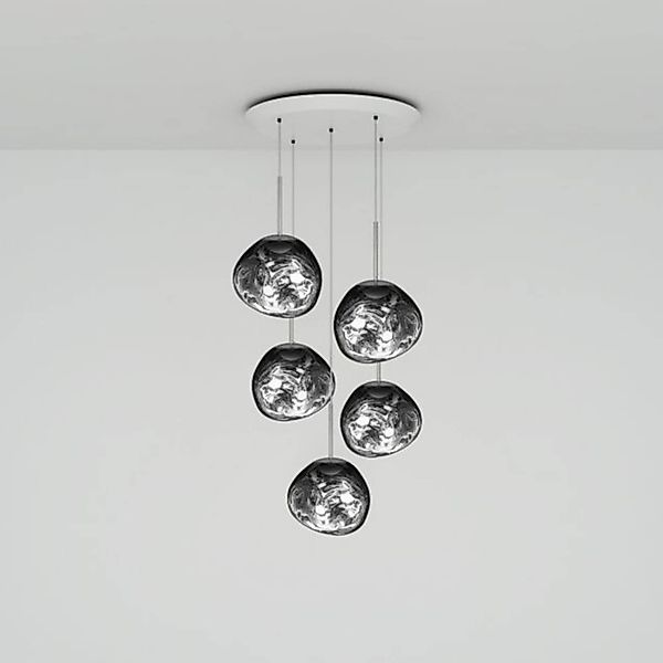 Tom Dixon Hängelampe Melt Mini Round, chrom,  Ø 73cm, 5-flg. günstig online kaufen