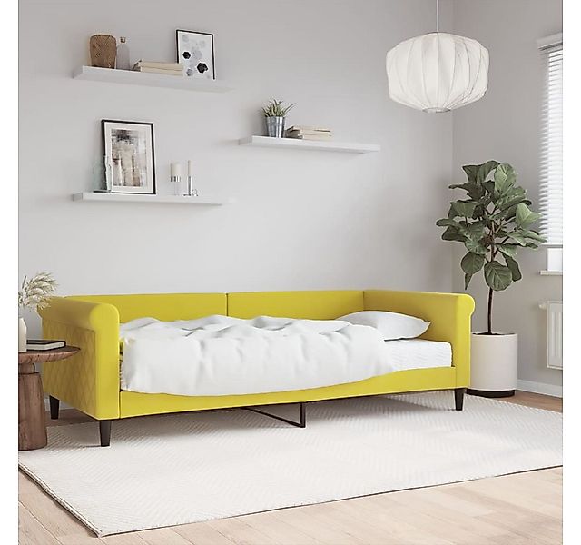 vidaXL Gästebett Gästebett Tagesbett mit Matratze Gelb 90x200 cm Samt Bett günstig online kaufen