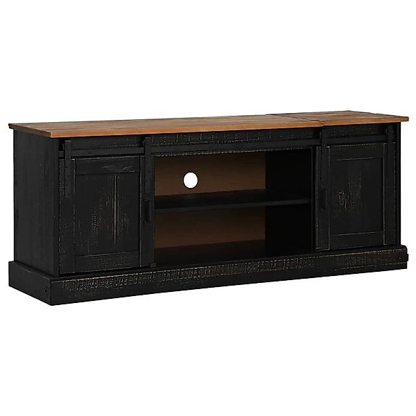 vidaXL TV-Schrank HALDEN 2 Schiebetüren Schwarz 150x40x60cm Massivholz 4018 günstig online kaufen