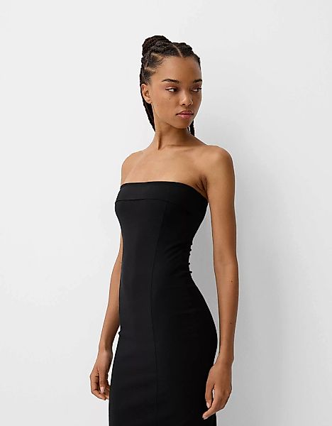 Bershka Bandeau-Midikleid Damen L Schwarz günstig online kaufen