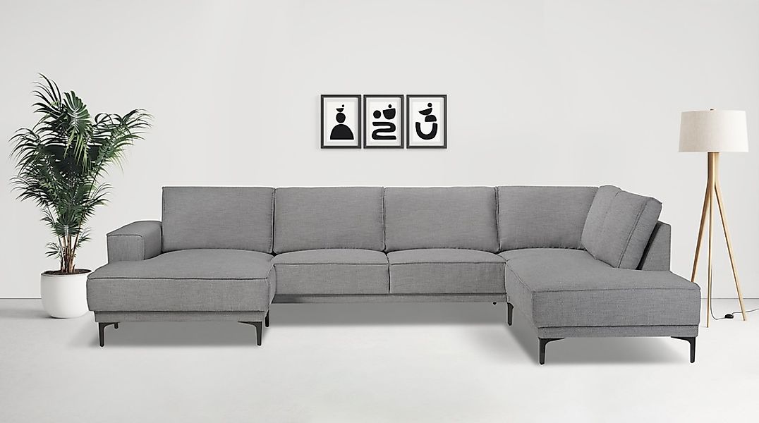 Places of Style Wohnlandschaft "XXL Sofa Oland, Struktur, Flachgewebe, Luxu günstig online kaufen