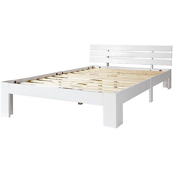 Veepeak Bettgestell Doppelbett mit flachem Nudelrahmen, Holzbett (200 x 140 günstig online kaufen