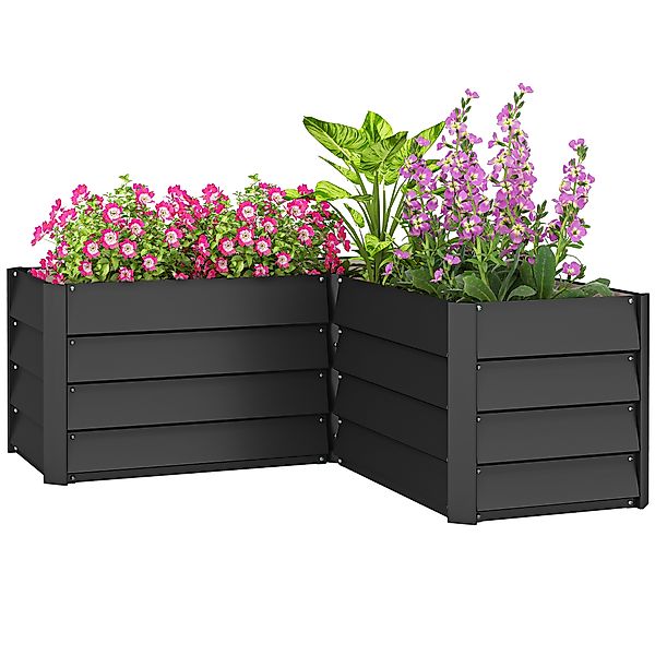 Outsunny Eck-Hochbeet aus Lattenstahlblech ohne Boden - 115 x 115 x 44 cm v günstig online kaufen