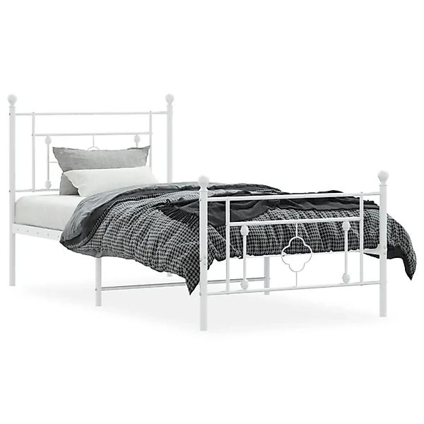 vidaXL Bettgestell mit Kopf- und Fußteil Metall Weiß 100x190 cm 374400 günstig online kaufen