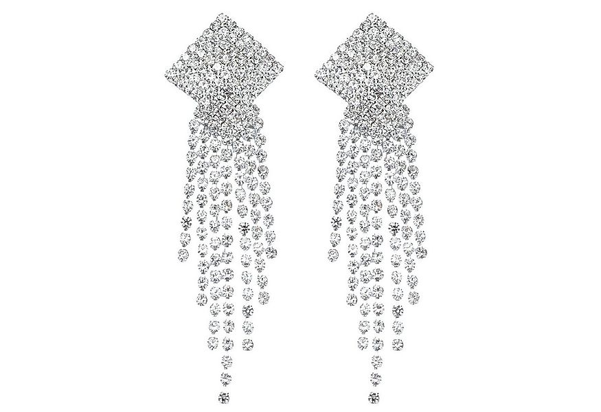 KARMA Paar Ohrhänger Ohrringe Strass 7,4 cm Silber Damenohrringe (Damenschm günstig online kaufen