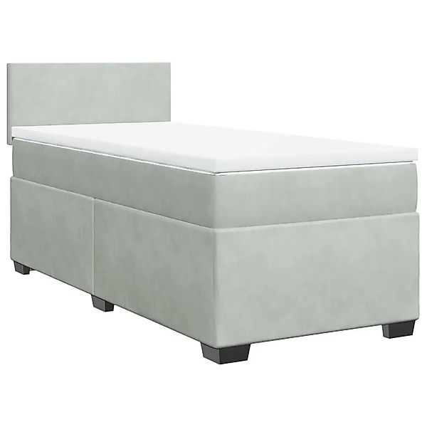 vidaXL Boxspringbett mit Matratze Hellgrau 90x200 cm Samt 3288504 günstig online kaufen