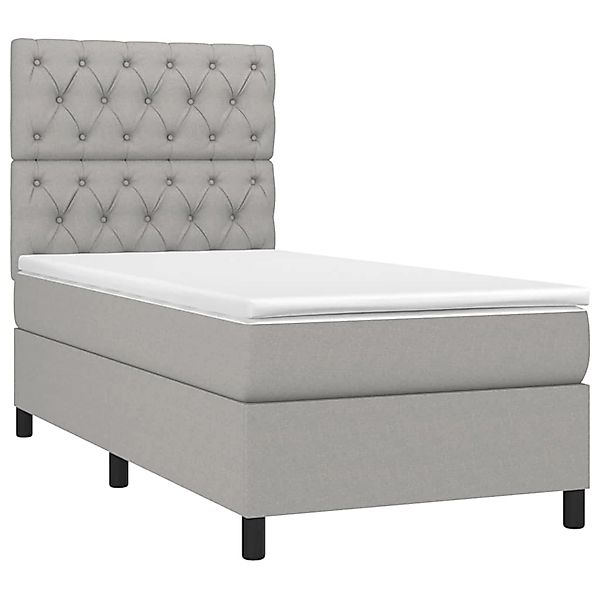 vidaXL Boxspringbett mit Matratze & LED Hellgrau 80x200 cm Stoff 3135069 günstig online kaufen