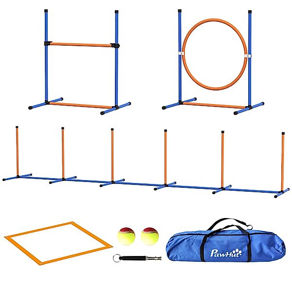 PawHut Hunde Agility Set 4er-Set mit höhenverstellbaren Agilityhürden, Flec günstig online kaufen