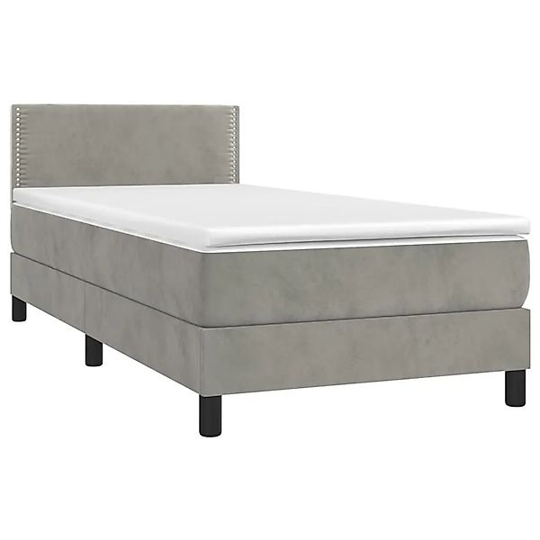 vidaXL Boxspringbett mit Matratze & LED Hellgrau 90x200 cm Samt 3134321 günstig online kaufen