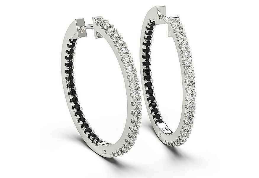 Schöner-SD Paar Creolen Große Creolen Ohrringe 36mm schwarz weiß Kristalle günstig online kaufen