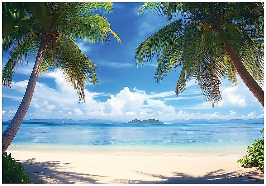 Wallarena Fototapete Strand Meer Palmen Vlies Tapete Wohnzimmer Schlafzimme günstig online kaufen